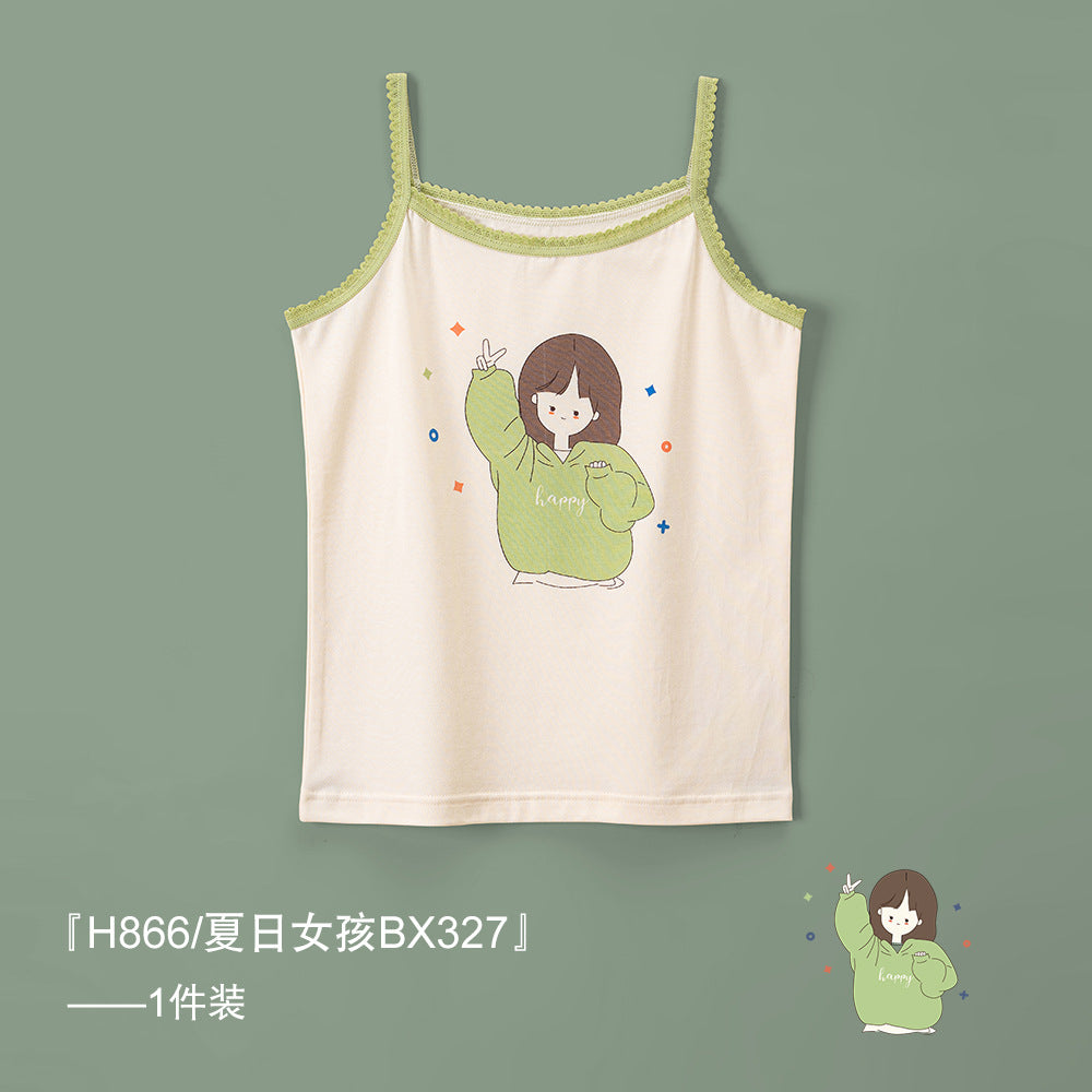 S23071315女童背心-春夏薄款a類純棉韓版女寶寶吊帶衫童裝女孩上衣批發