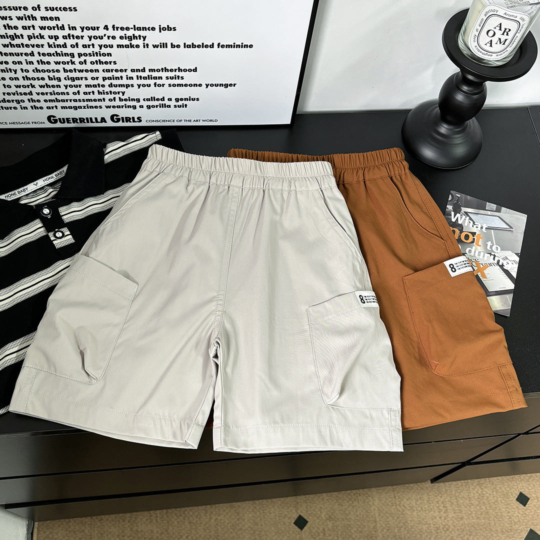 CD25050312夏季男童工裝短褲兒童帥氣五分褲男寶寶潮中大童薄款百搭短褲