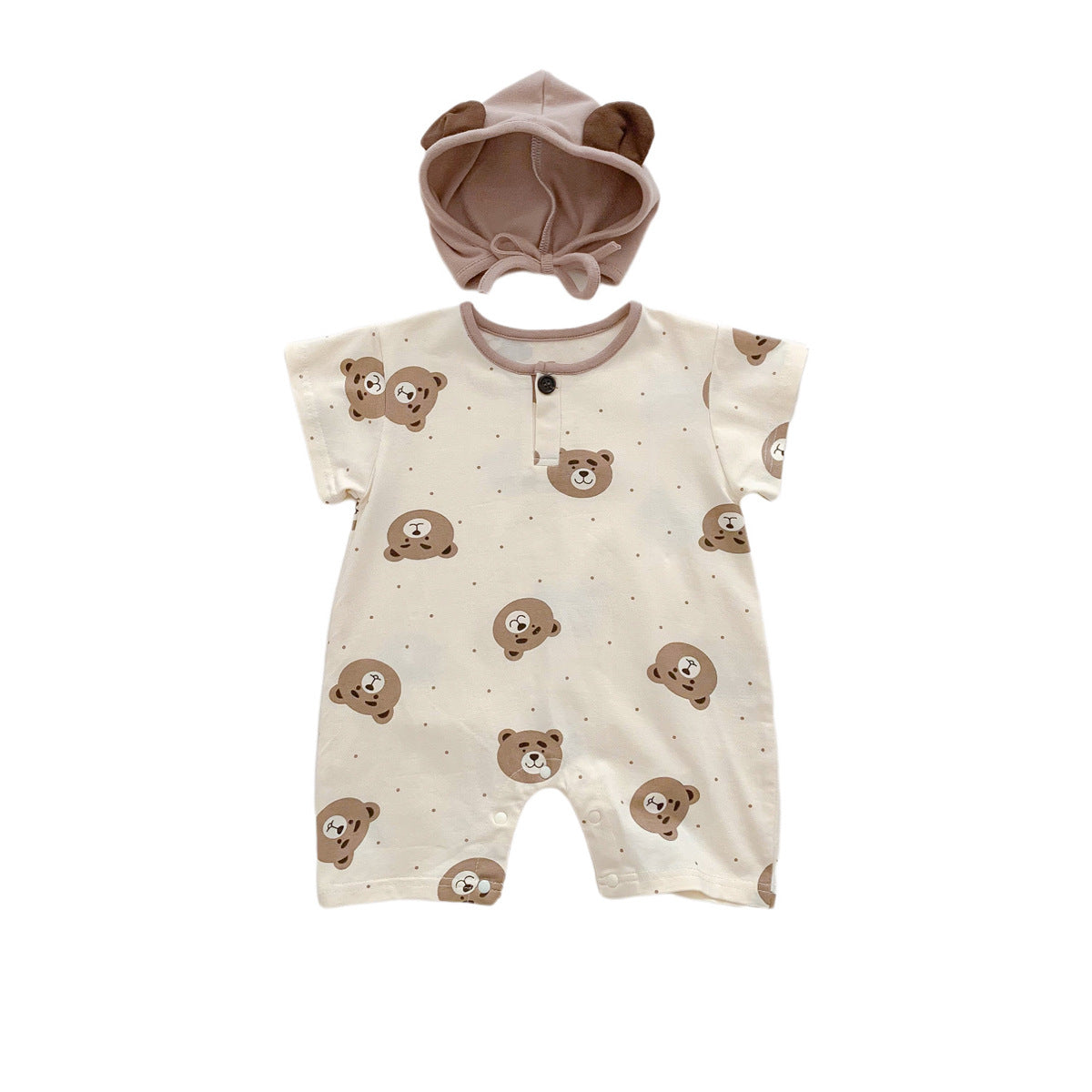 G23061503夏季韓版短袖連體男寶寶可愛小熊包屁衣爬爬服