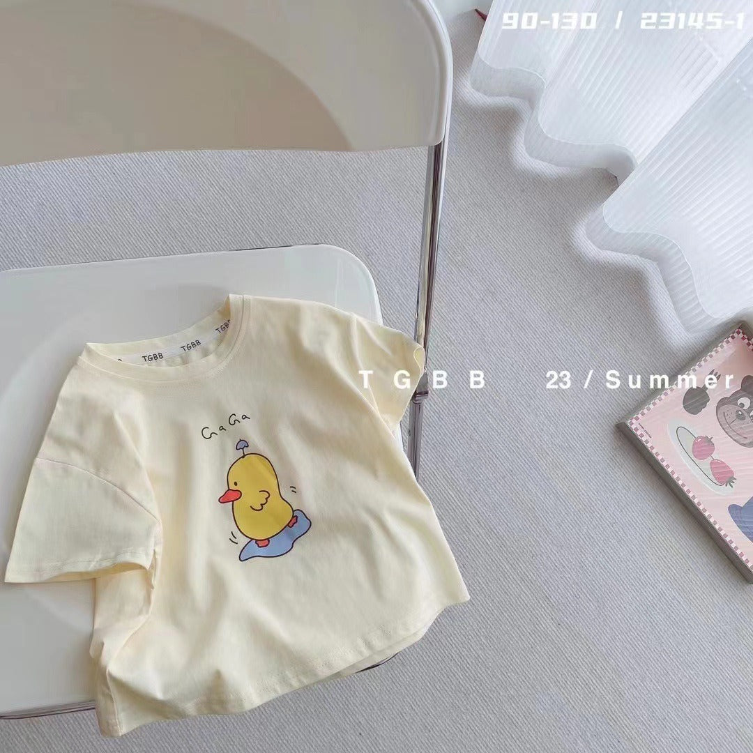 CA23072716夏季新款兒童短袖t卹棉男女童上衣百搭打底衫寶寶服裝批發潮
