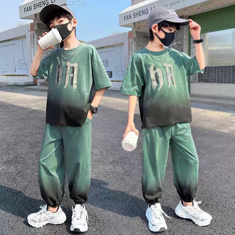 FM26042220男童夏裝短袖長褲套裝2026新款中大童運動童裝兒童夏季薄款兩件套