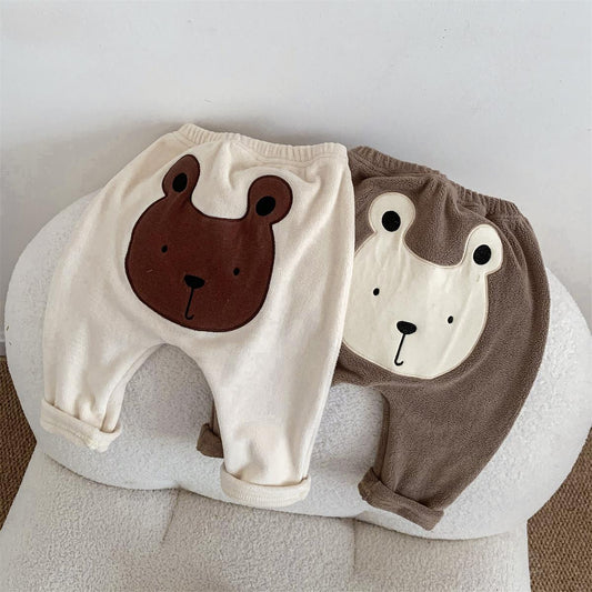 G23111601秋冬嬰兒大pp褲雙面絨保暖長褲外穿男女寶寶大屁屁褲韓國版哈倫褲