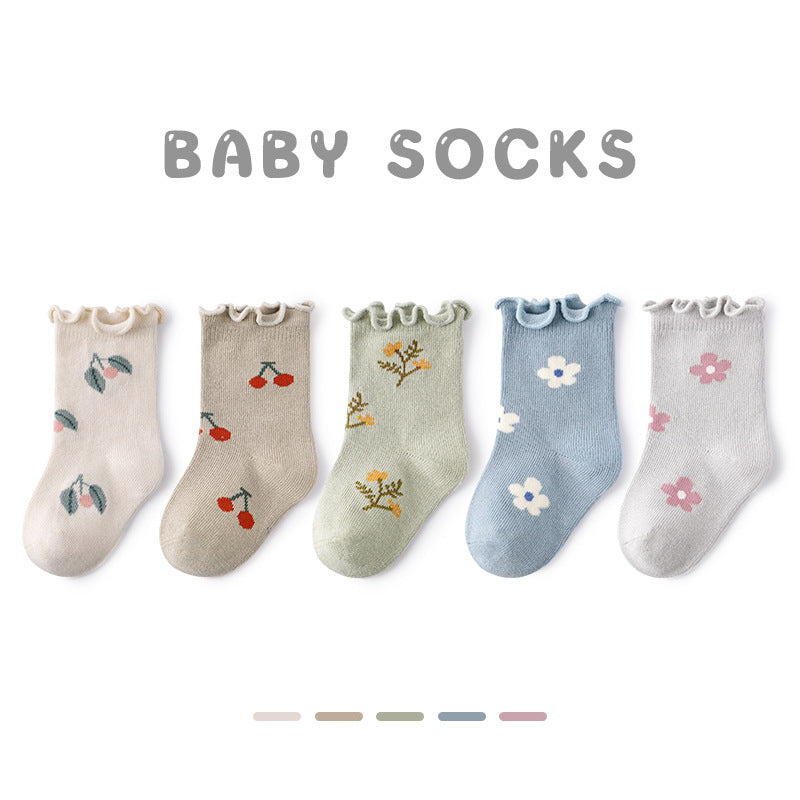 Z24032305嬰兒襪子批發春秋女童木耳邊可愛公主無骨寶寶新生兒襪子G309(一盒)