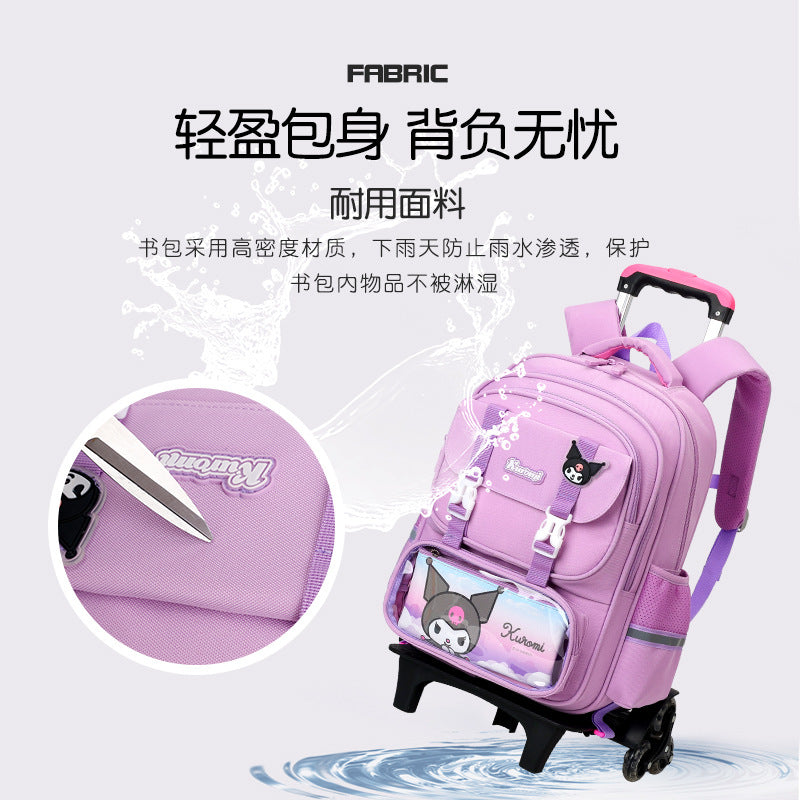 Z25022303兒童拉桿書包女生小學生一二三到六年級防水爬樓女童拉桿式大容量