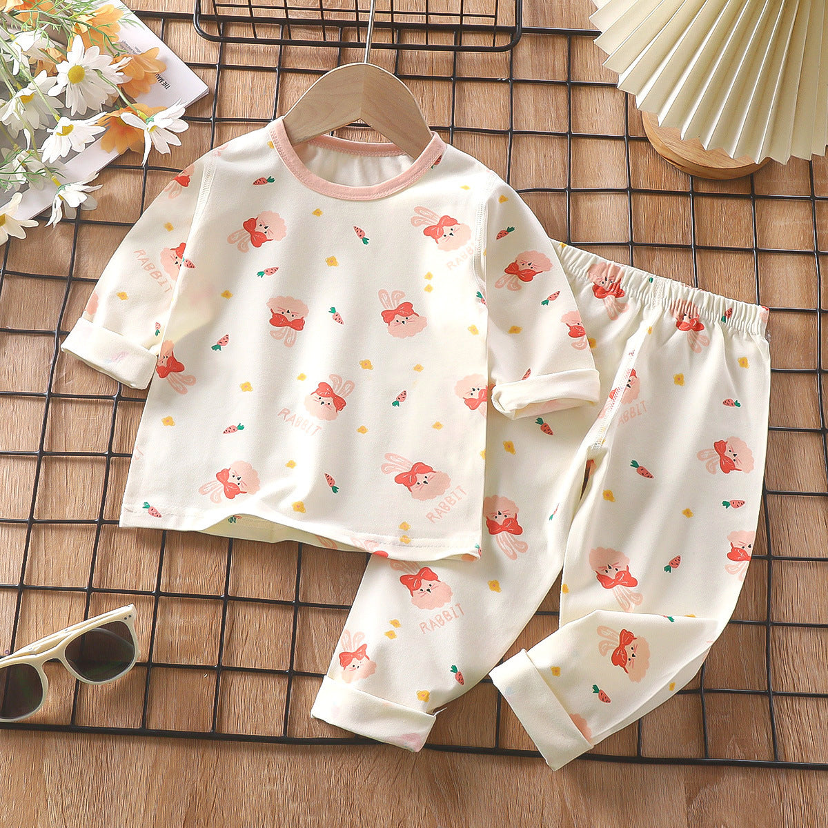 Z25022314兒童睡衣套裝春季萊卡棉寶寶內衣男童家居服女童秋衣秋褲童裝批發