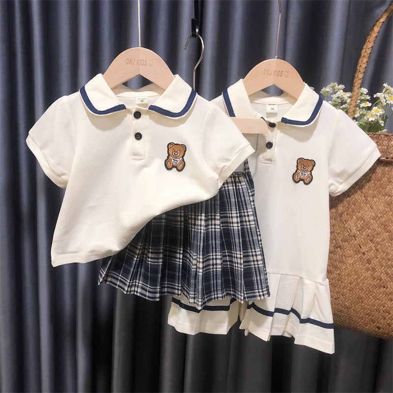 C23042504女童學院風連衣裙兒童2023新款夏季韓版polo衫裙