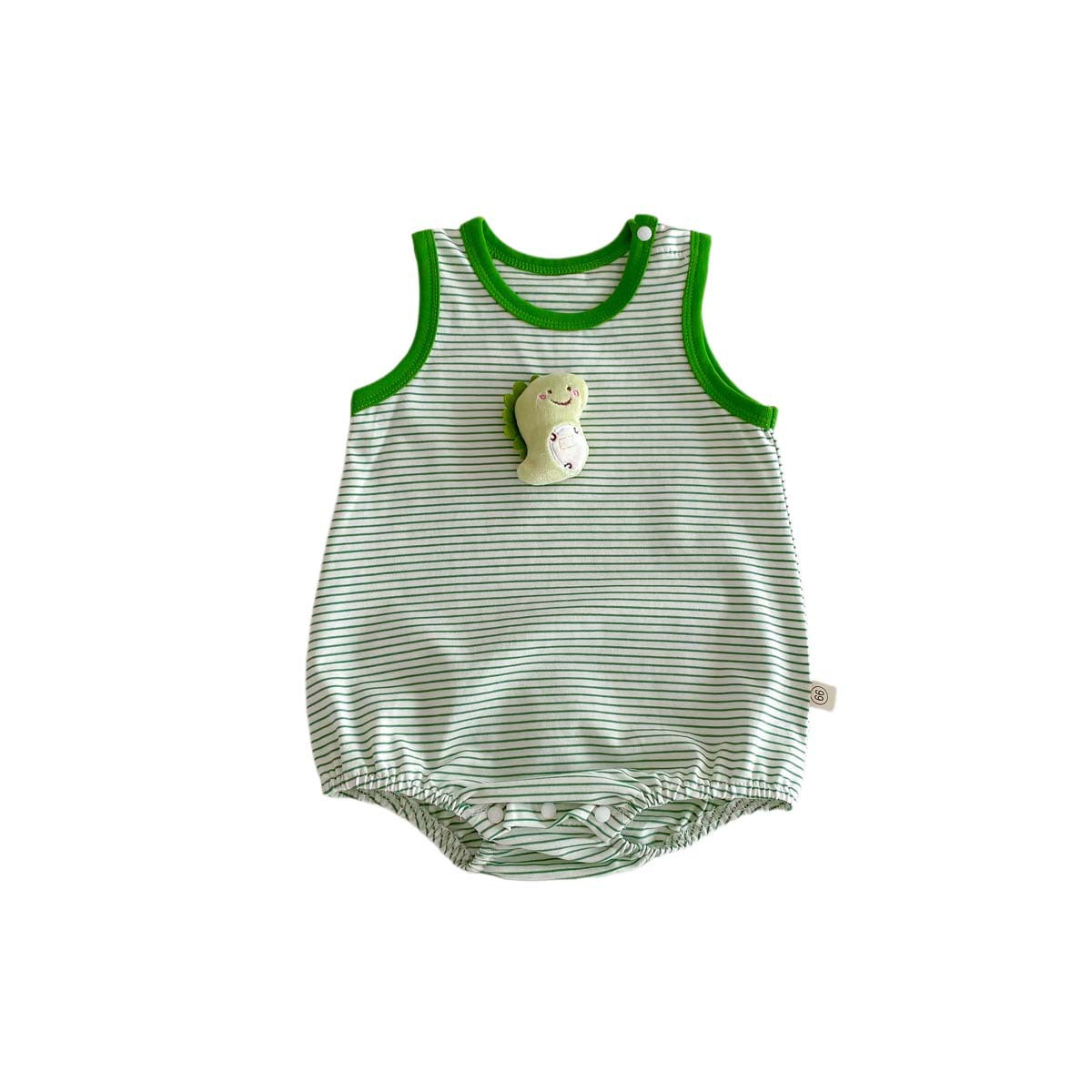 G25051414夏裝新款嬰兒條紋立體卡通背心哈衣男女寶寶薄款休閒裝爬爬服