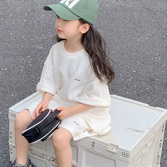 Z25033108女童套裝夏款夏裝兒童網紅洋氣大童夏季短褲帥氣運動衣服