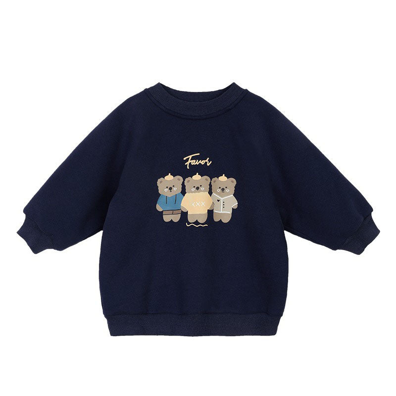 CA24121807女童衛衣加絨連體絨2023冬季新款兒童時尚百搭加厚上衣兒童外套潮