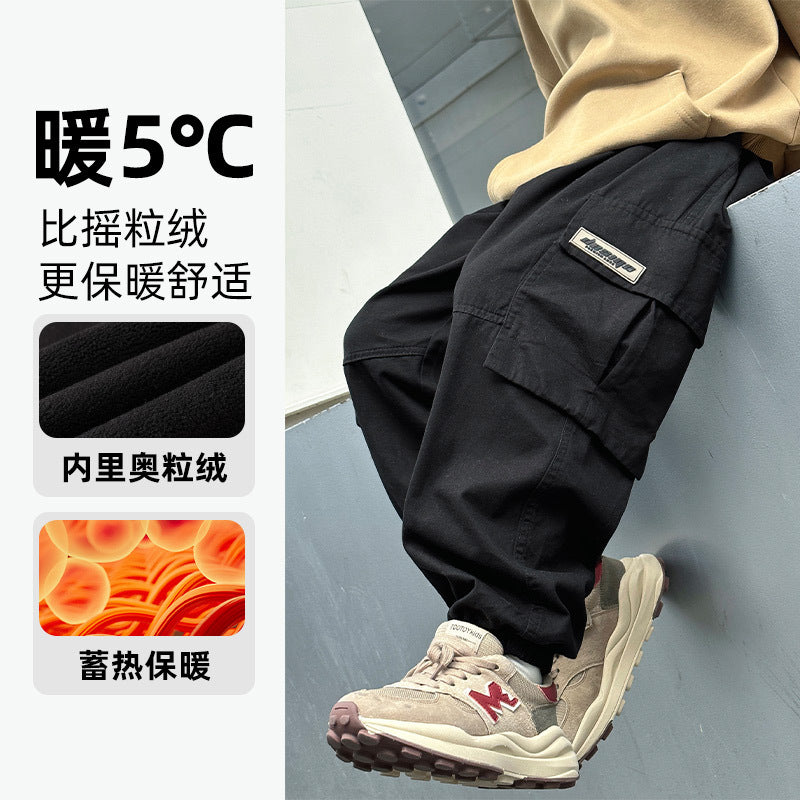 FF24102508童裝2024秋冬保暖兒童褲子大口袋男童加絨工裝褲(9-12天到貨)