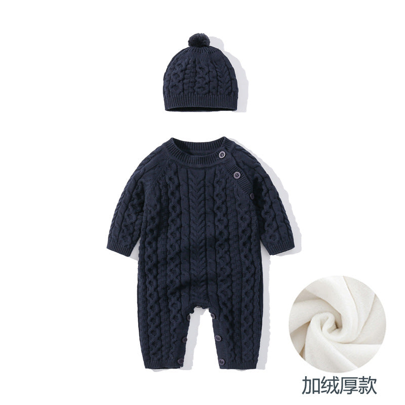 GC23101209嬰兒毛線秋冬嬰幼兒衣服歐美針織麻花嬰兒哈衣保䁔洋氣嬰兒爬服