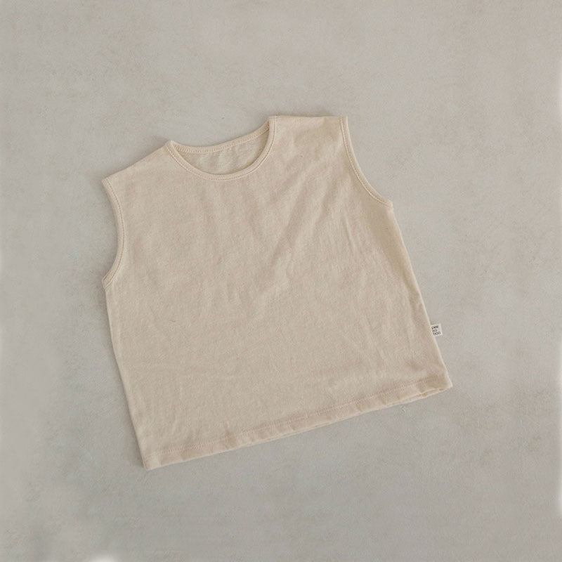 GB23080304韓版夏季薄款背心套裝嬰童嬰幼兒棉口袋短褲簡約寶寶可愛無袖套裝