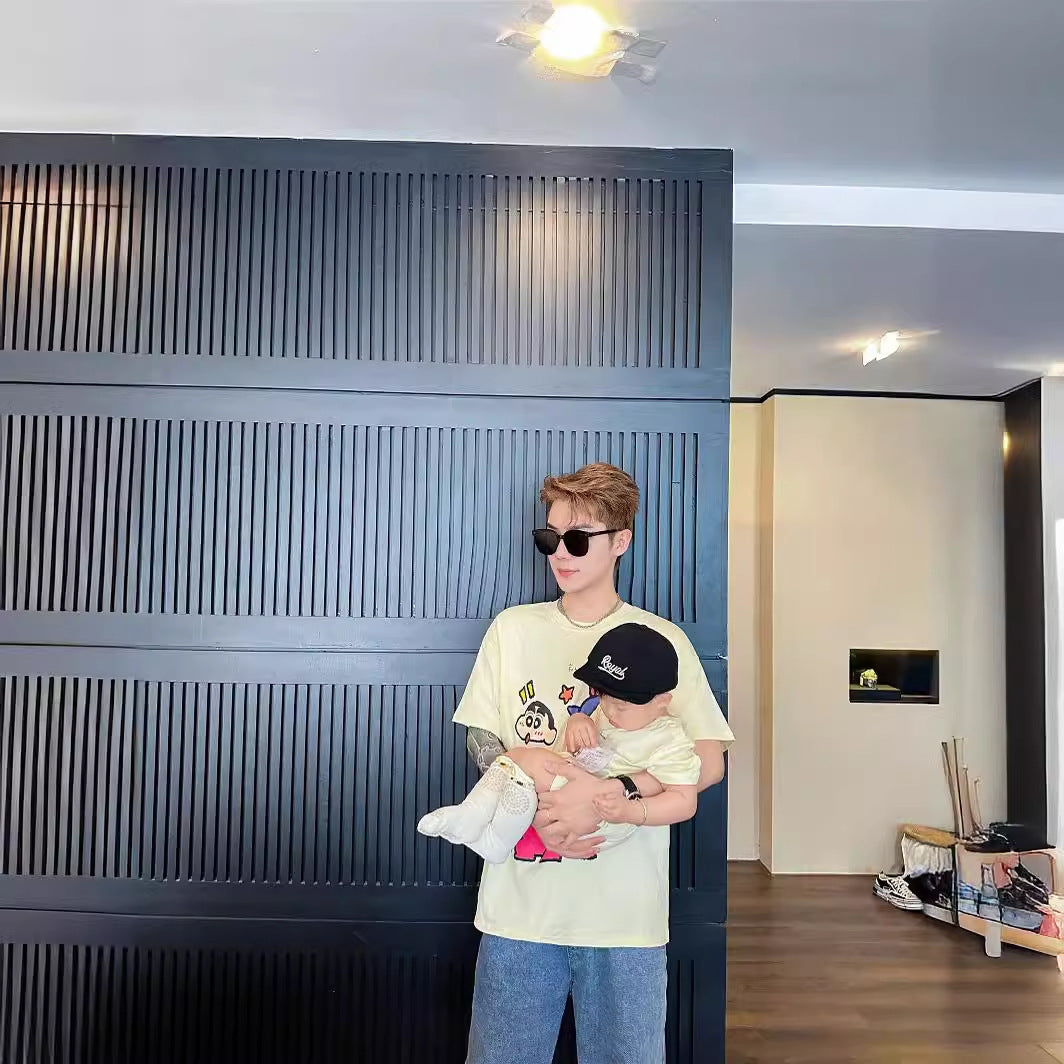 L25041715新款親子裝夏裝T卹母女母子卡通短袖t卹嬰兒爬服一家四口裝潮