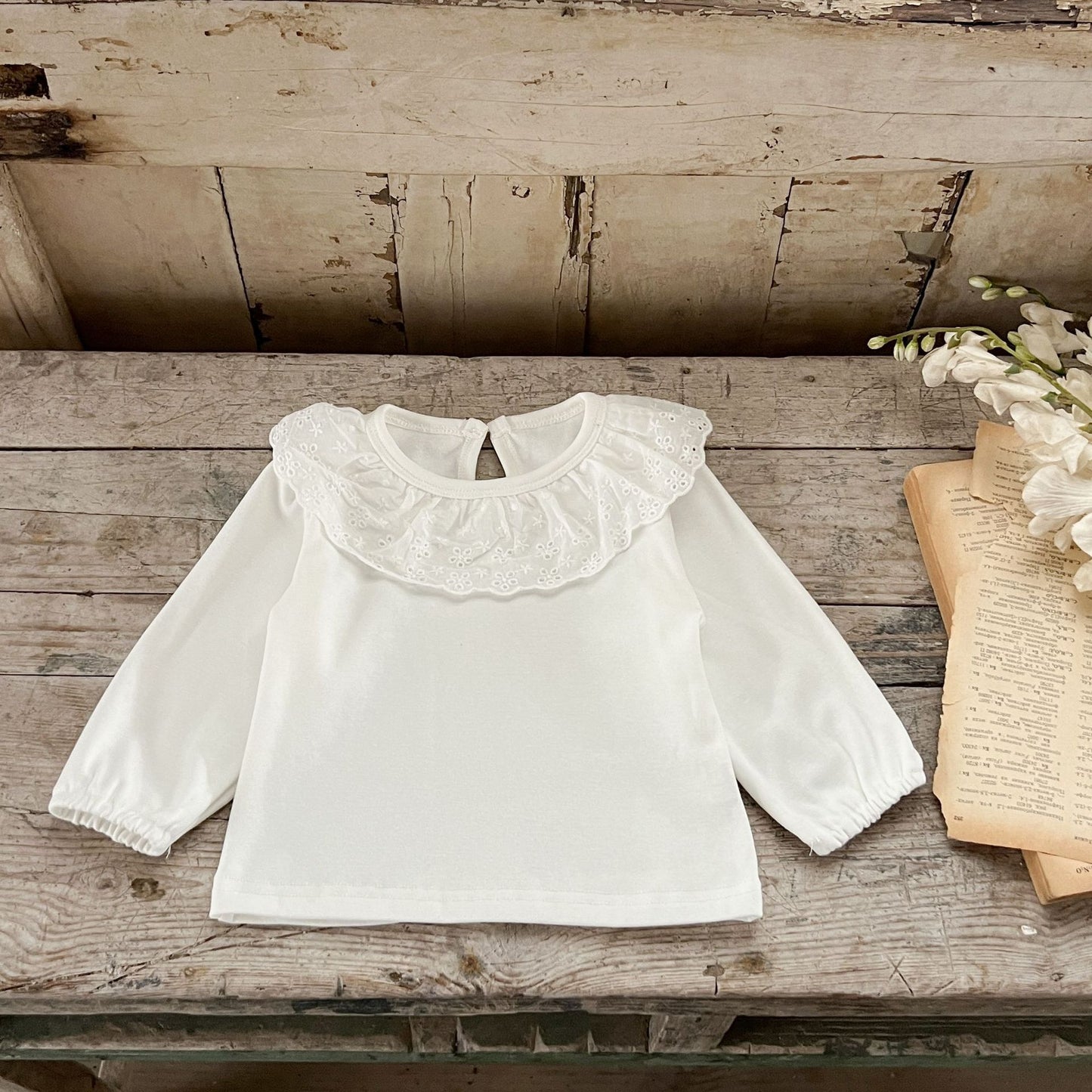 GF25081506  ins韓版女孩寶寶春季秋季花邊打底衫刺繡燈芯絨背帶哈衣兩件套裝