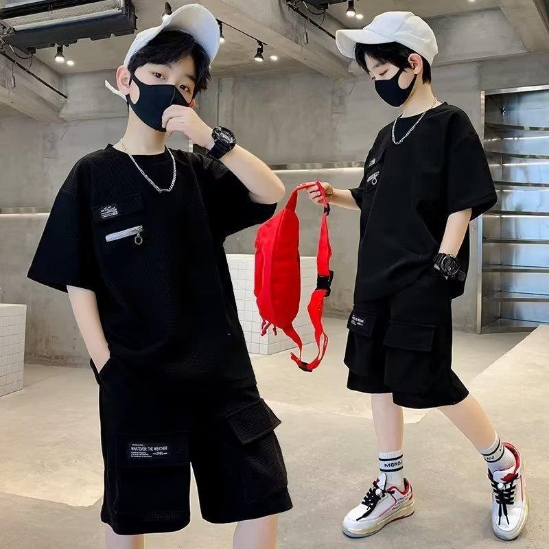 FD24081109兒童裝男童夏裝套裝2024新款夏季男孩運動中大童夏款薄款酷帥潮