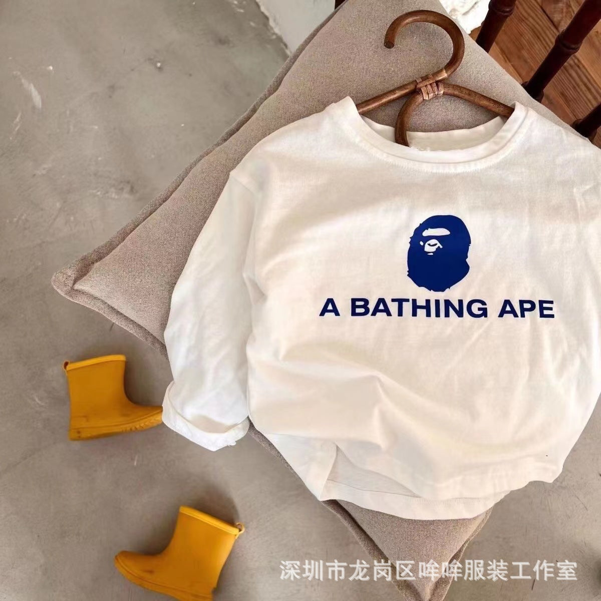 Z25030918兒童純棉長袖打底衫春季秋季中小童簡約上衣T恤男童女童潮流衣服