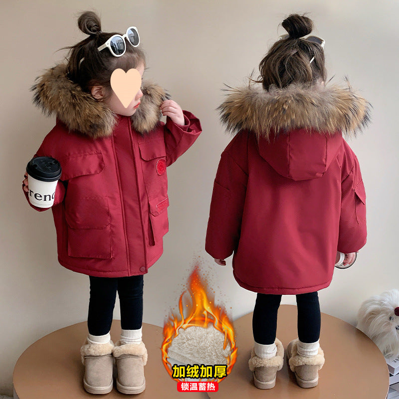 Z25010107兒童冬季棉服2024新款冬裝棉衣女童洋氣加厚加絨保暖派哥倫比亞潮