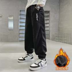 FD24010403男童褲子春秋款兒童運動長褲大童男孩一體絨燈芯加絨休閒