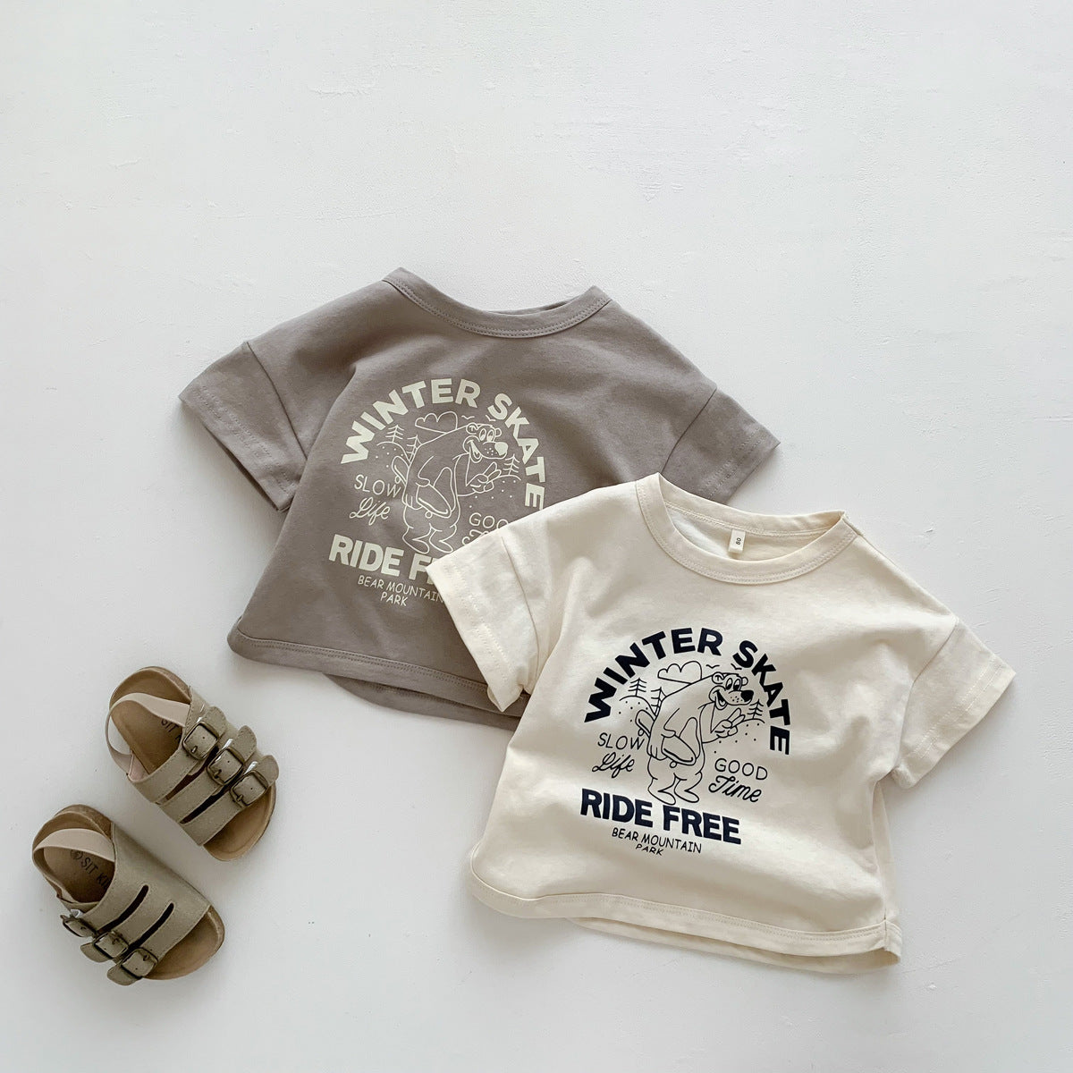 G23051609夏季新款兒童韓版短袖T恤女男字母印花衣服