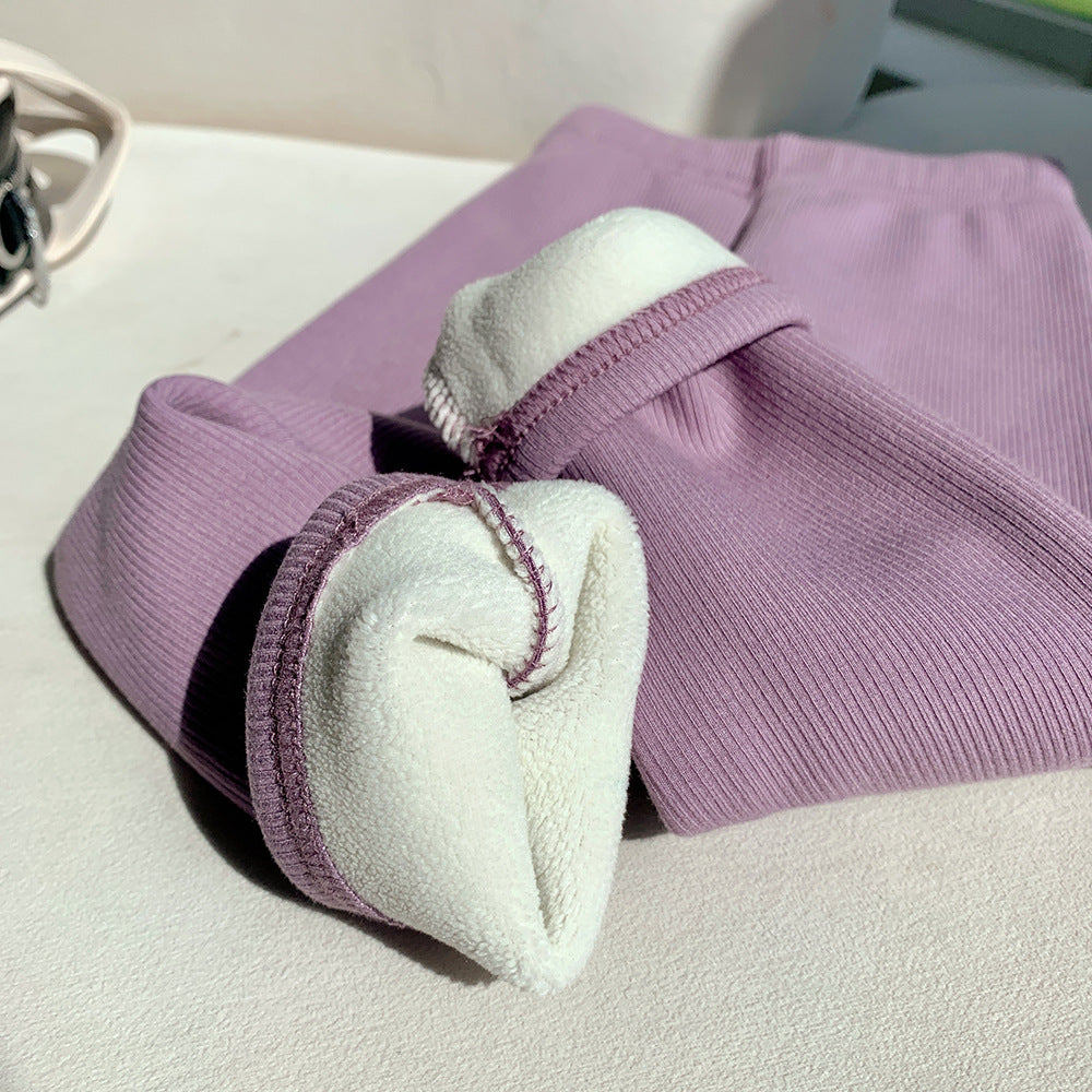 J23092113兒童搖粒絨女童褲子加絨加厚打底褲長褲冬新款外貿童裝