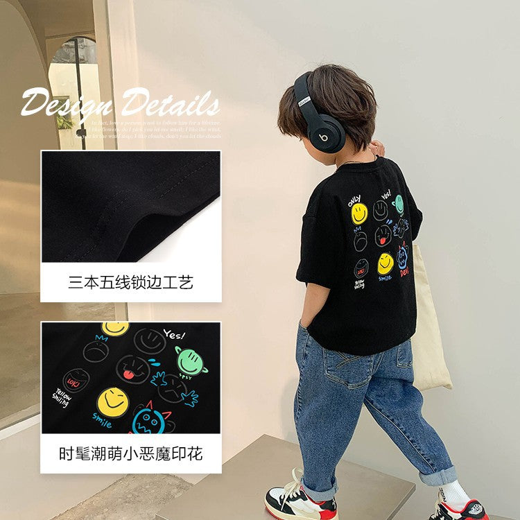 Z25030419童裝男女短袖t恤棉質吸汗透氣INs夏季新款兒童寶寶半袖上衣