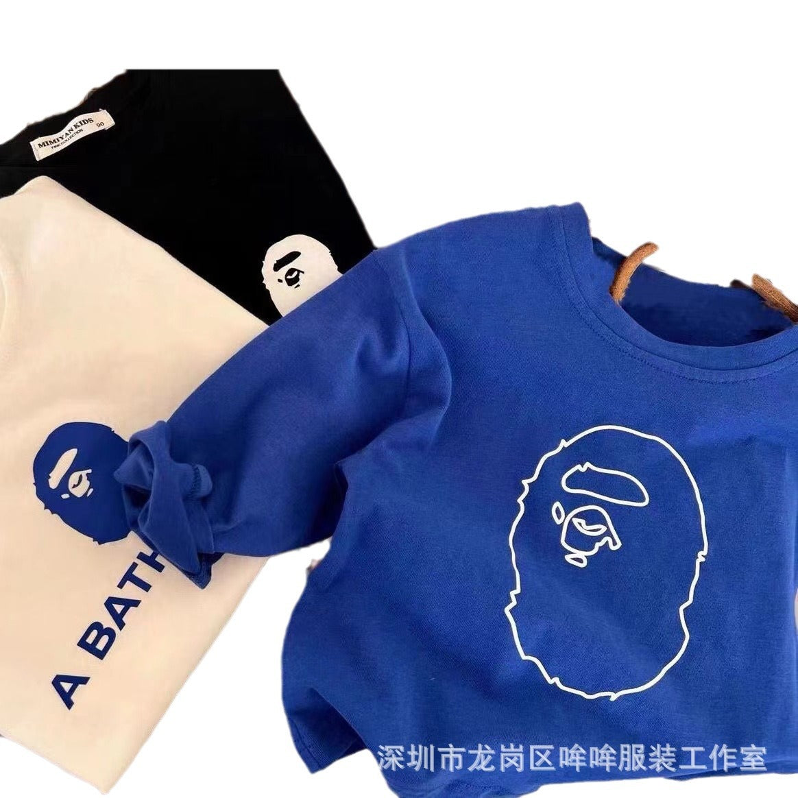 Z25030918兒童純棉長袖打底衫春季秋季中小童簡約上衣T恤男童女童潮流衣服