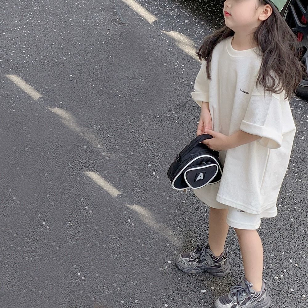 Z25033108女童套裝夏款夏裝兒童網紅洋氣大童夏季短褲帥氣運動衣服