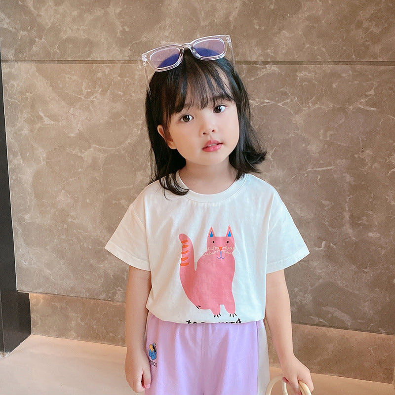 CA23072723兒童T恤短袖女純棉中小童上衣可愛印花童裝