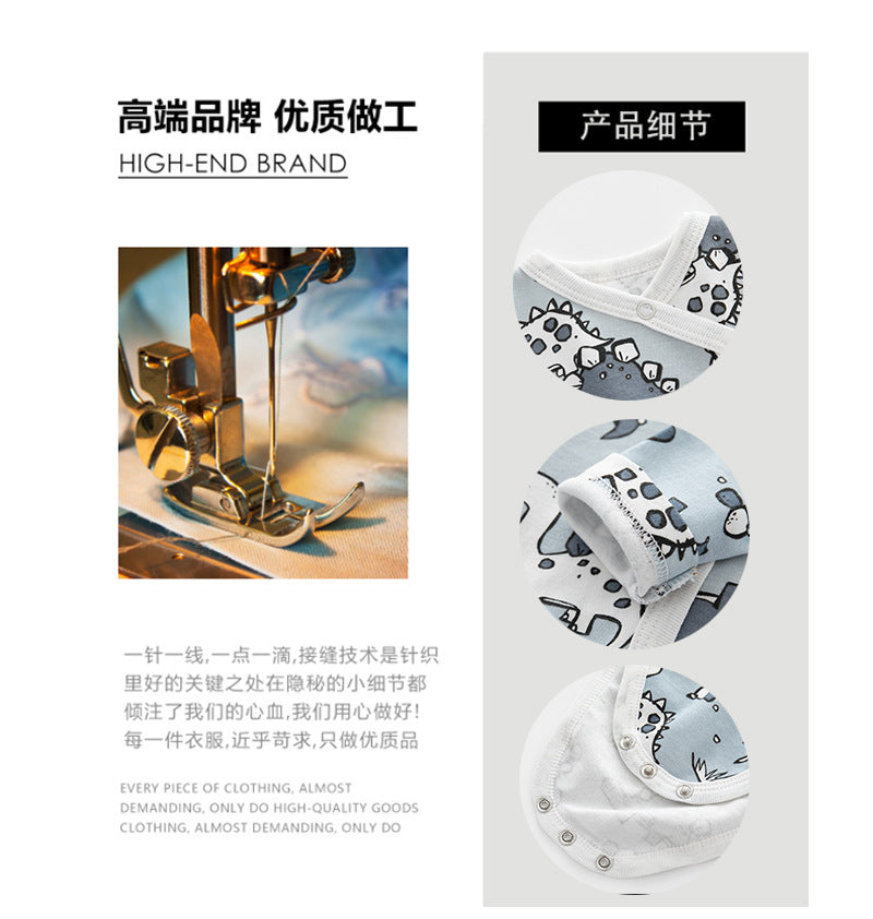 GC23101201嬰兒春秋裝新生兒連身衣純棉側扣三角哈超萌洋氣嬰幼兒爬服包屁衣