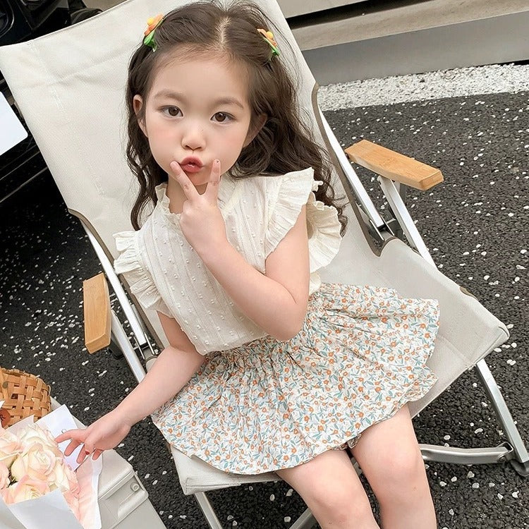 A25072312女童套裝夏季兒童夏裝女寶寶洋氣薄款時髦兒童裙子兩件套