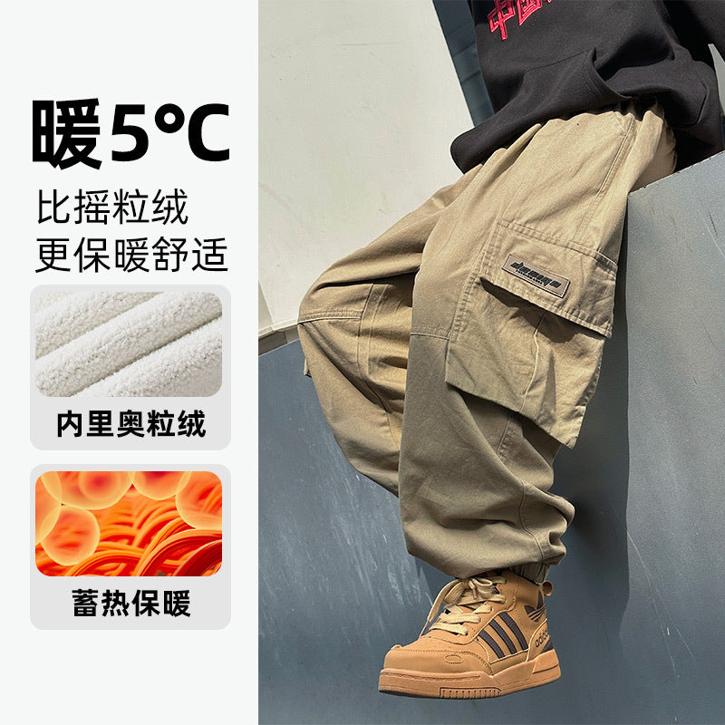 FF24102508童裝2024秋冬保暖兒童褲子大口袋男童加絨工裝褲(9-12天到貨)