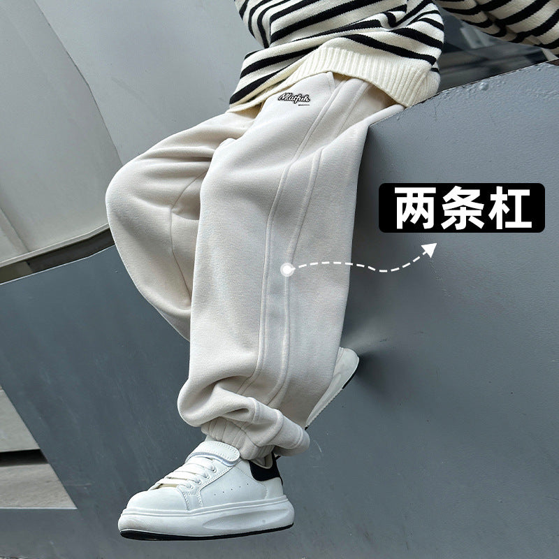 FF24102516品秋冬款一體加絨男童衛褲兒童加絨褲子兒童保暖長褲(9-12天到貨)