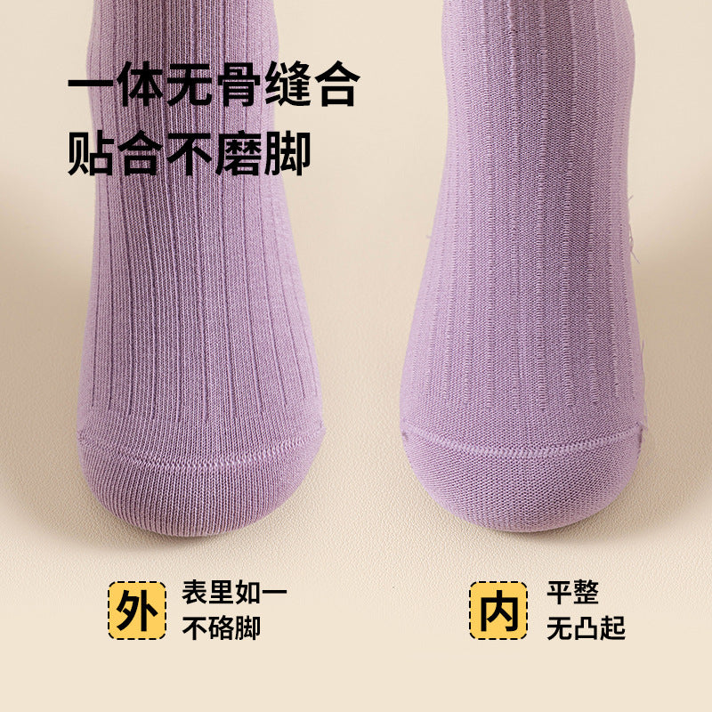 GI25073102純色女童襪子 秋冬新中筒襪 女童青少年學生棉襪 防臭針織衫 中大童襪