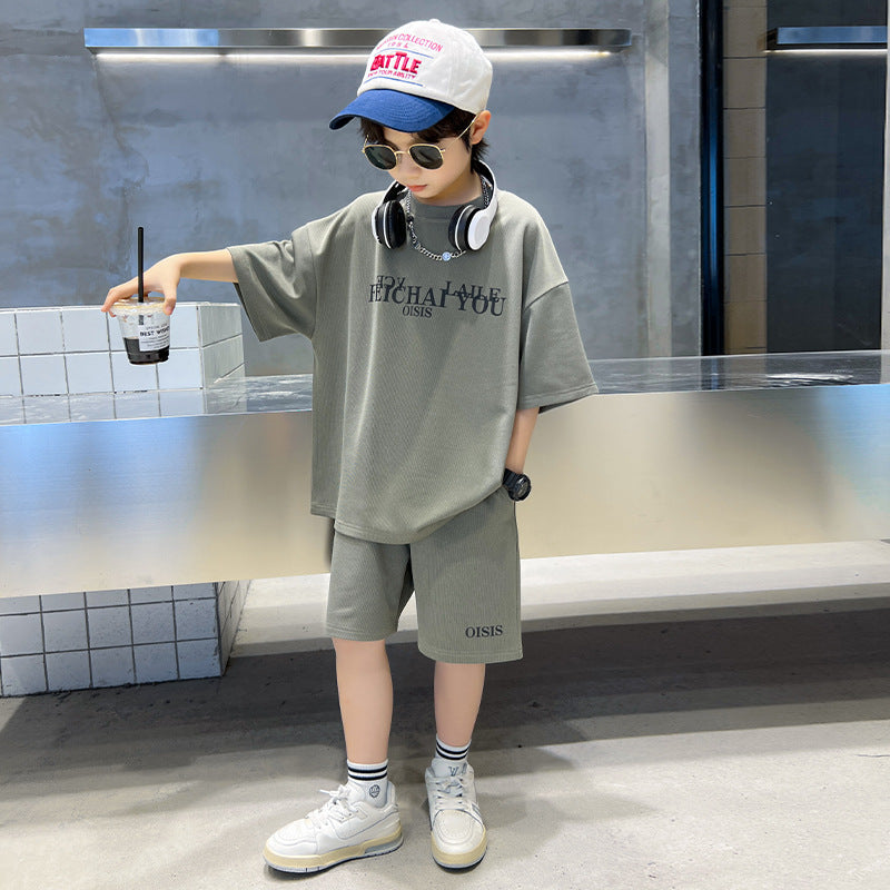 🎈精品童裝🎈FH25062706男童套裝夏季新款兒童休閒短袖兩件中大童運動裝童裝夏裝潮
