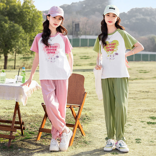 FE24070108新品夏季短袖運動風兩件套童套裝腋下破產套頭杉(9-12天到貨)