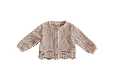 GF25061713韓版女孩寶寶嬰幼兒花邊冷氣衫ins休閒防曬衣開襟外套百搭開襟衫