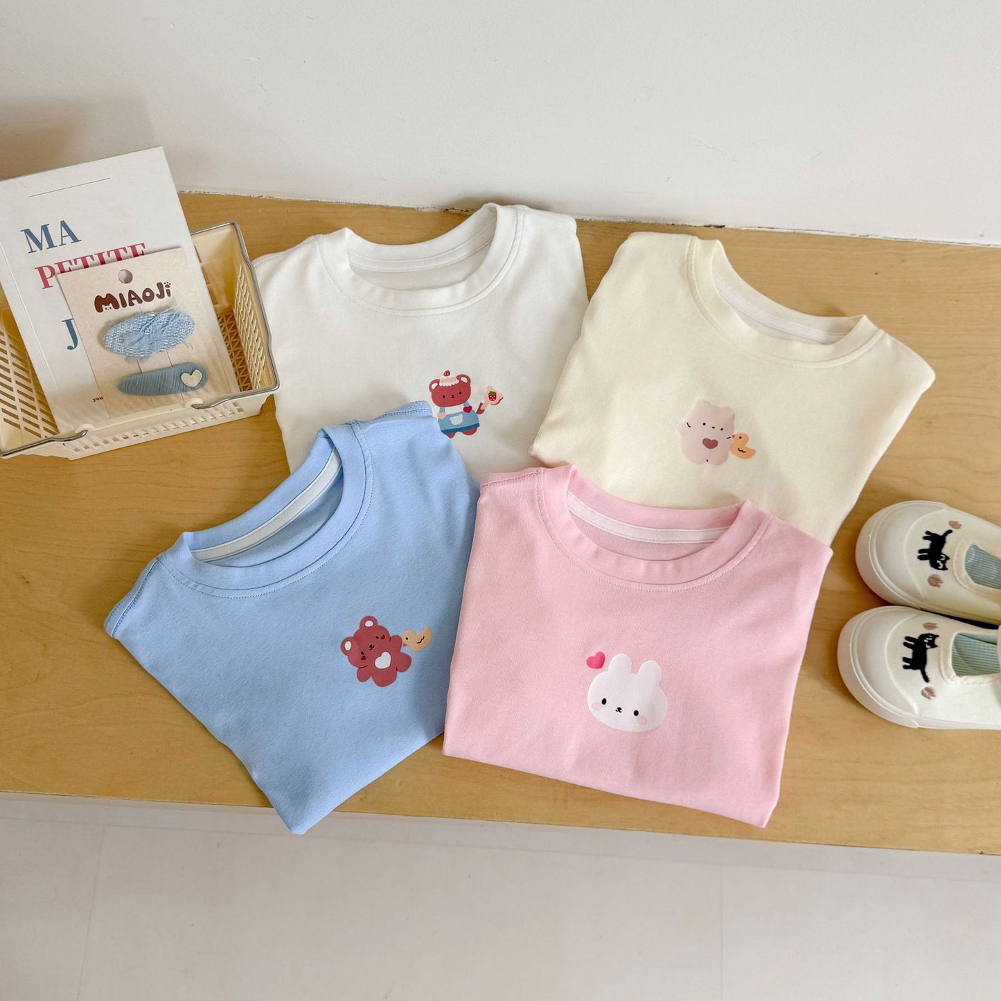 CA25052121童裝 寶寶短袖t恤女卡通寬鬆夏季新款兒童時尚上衣印花純棉潮