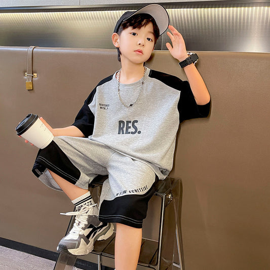 🎈精品童裝🎈FH25062704男童夏裝套裝大兒童裝夏季短袖T恤短褲運動服洋氣時髦潮