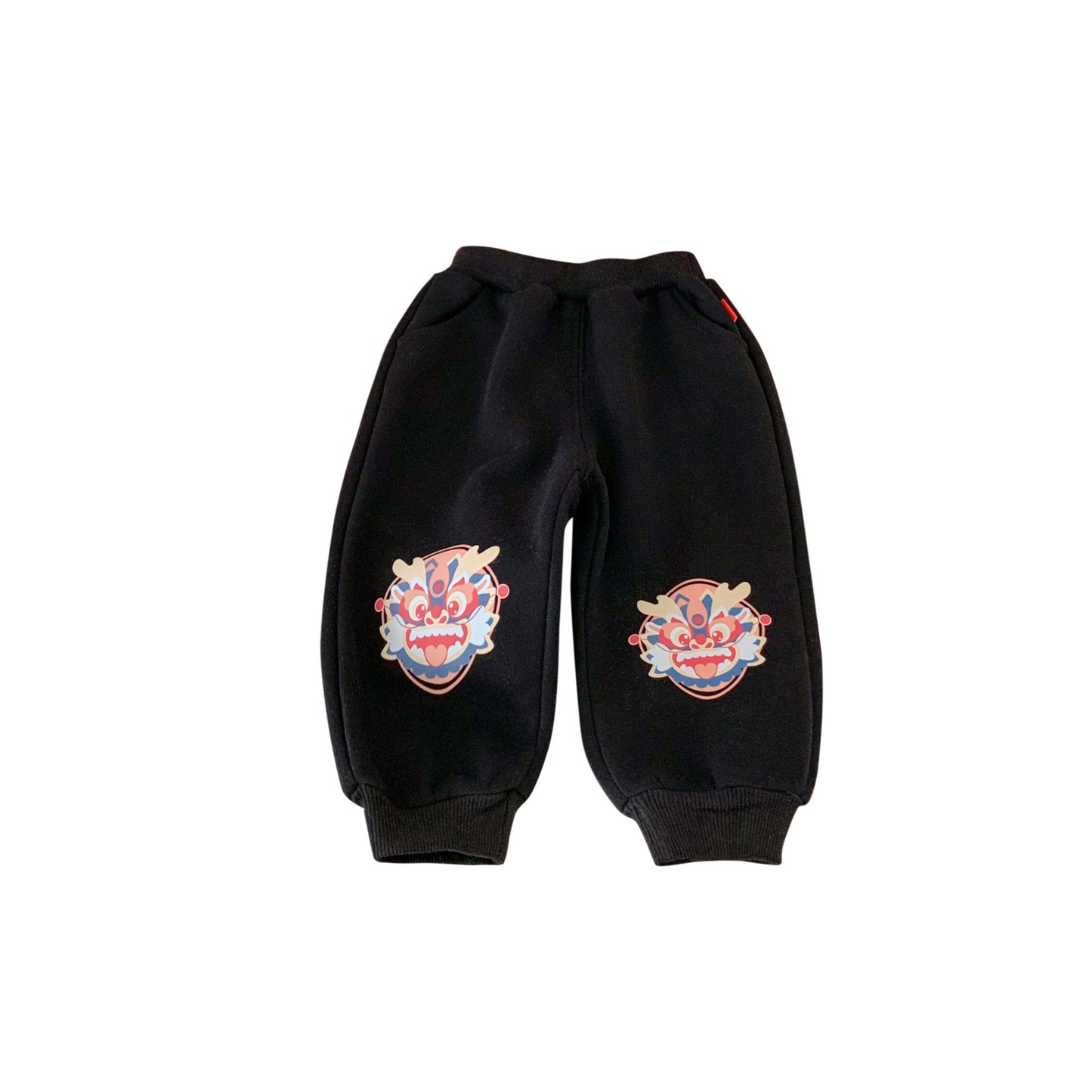 CA24011807秋冬季龍年拜年兒童加絨褲卡通休閒男女褲子外穿保暖寶寶睡褲裝