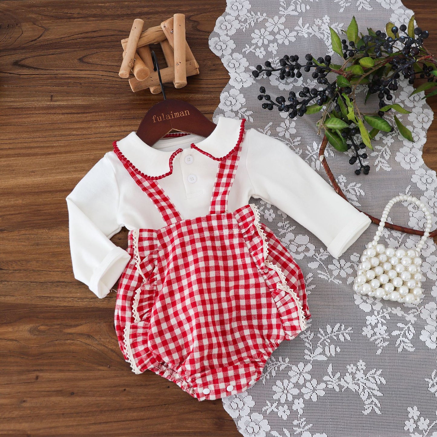 G25092508秋裝嬰兒衣服女寶寶滿月歲背帶裝韓版童裝女寶長袖上衣套裝