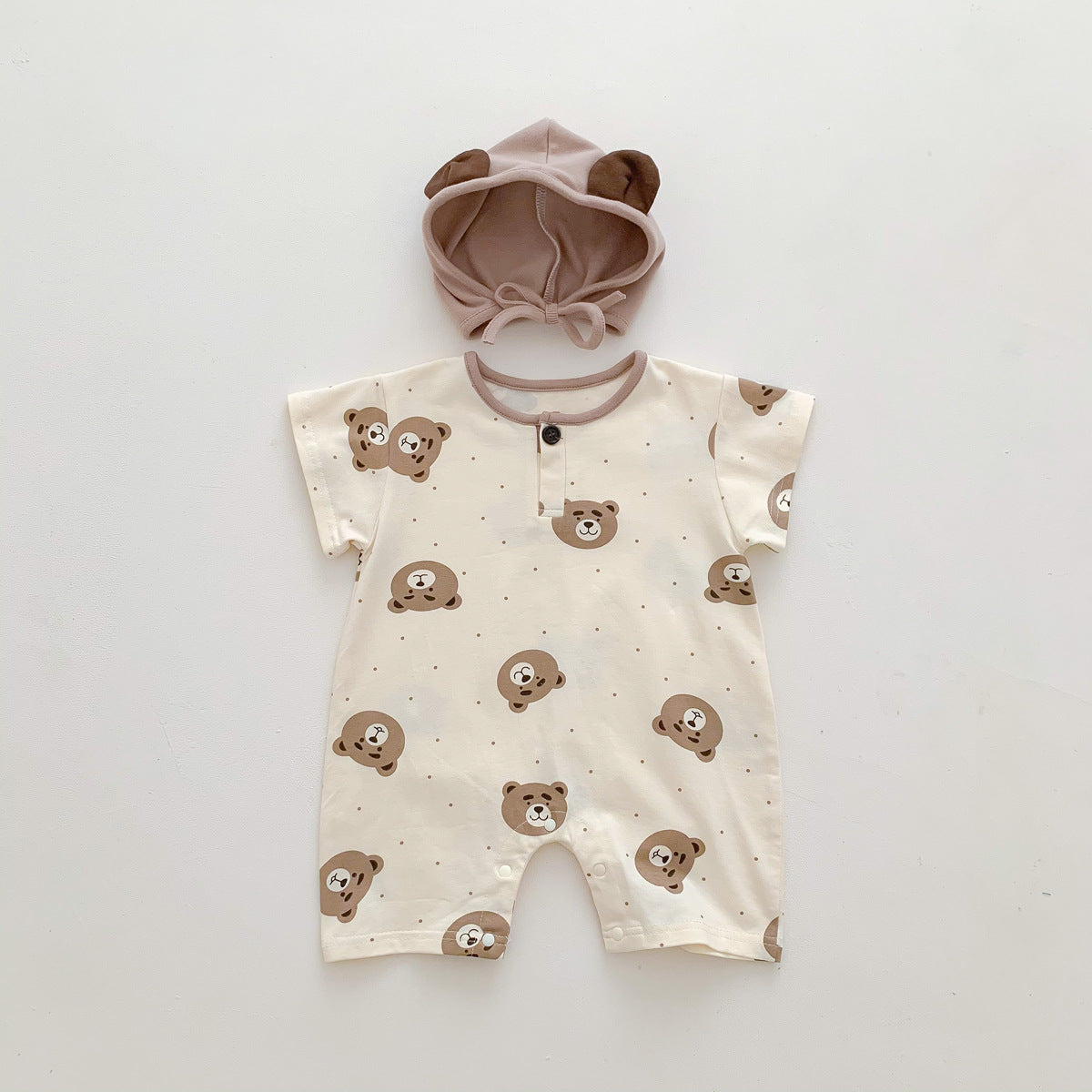 G23061503夏季韓版短袖連體男寶寶可愛小熊包屁衣爬爬服