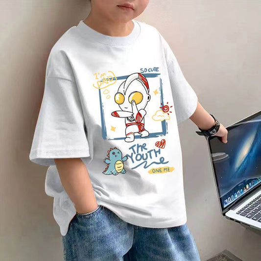 Z25030919   100%純棉男童短袖t恤童裝夏季新帥氣兒童上衣半袖中大童夏裝潮