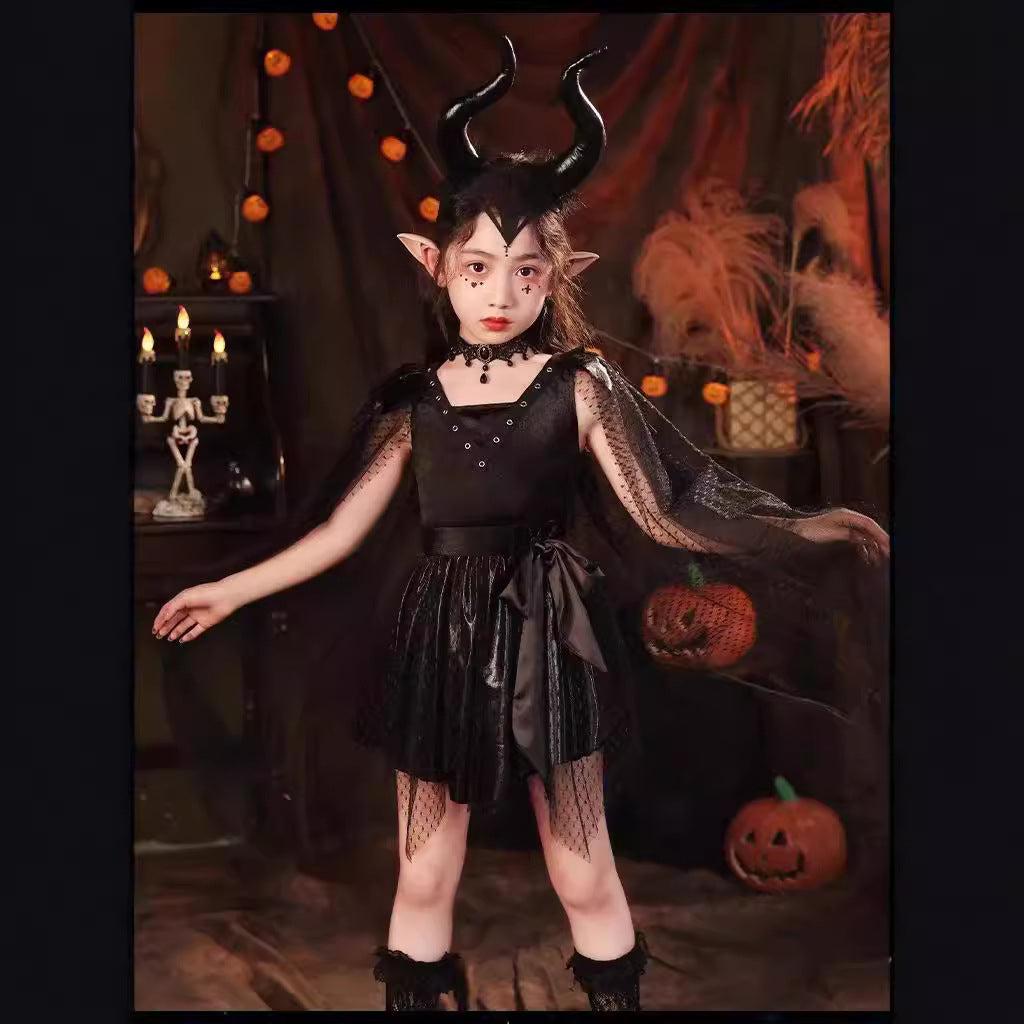 Z24081815萬聖節兒童服裝女童禮服cosplay角色扮演魔法女巫吸血鬼化妝舞會