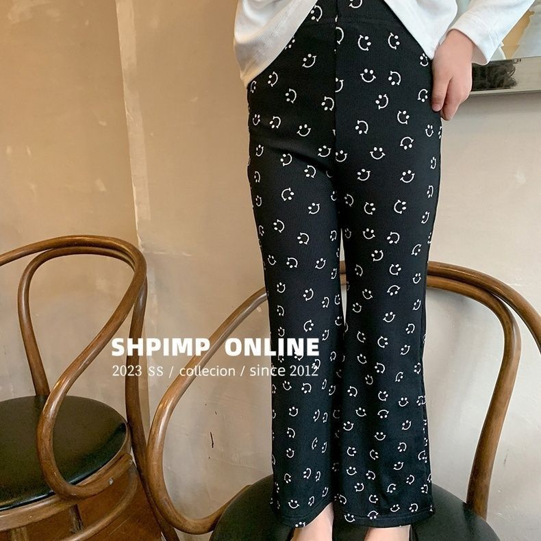 Z25030914女寶寶時尚卡通喇叭褲夏季冰絲薄款女童洋氣百搭休閒褲子批發