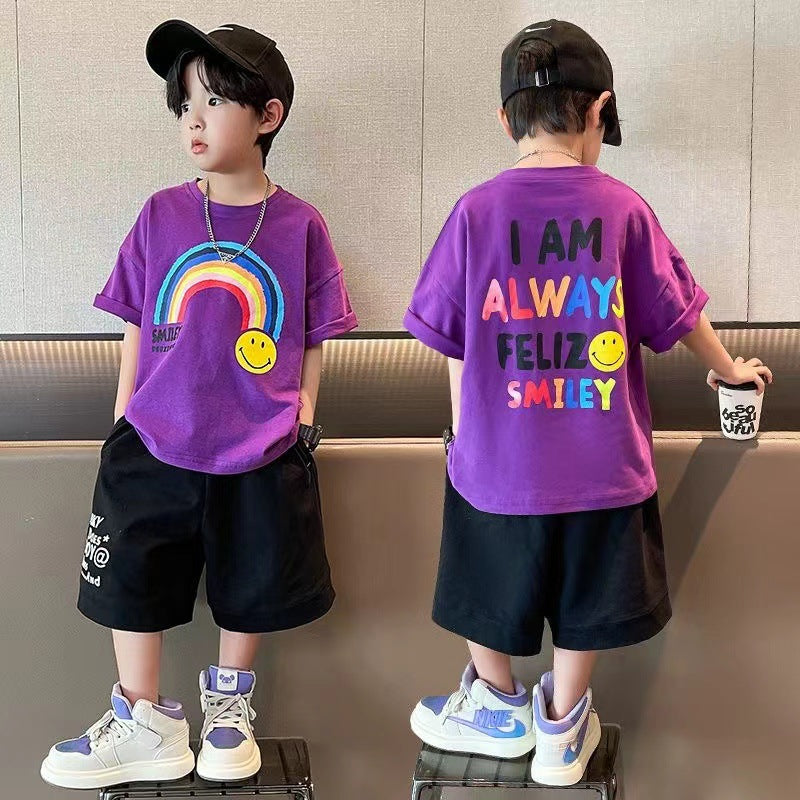 Z25030921男童夏裝短袖T恤新款時髦短袖中大童兒童夏季男孩炸街上衣