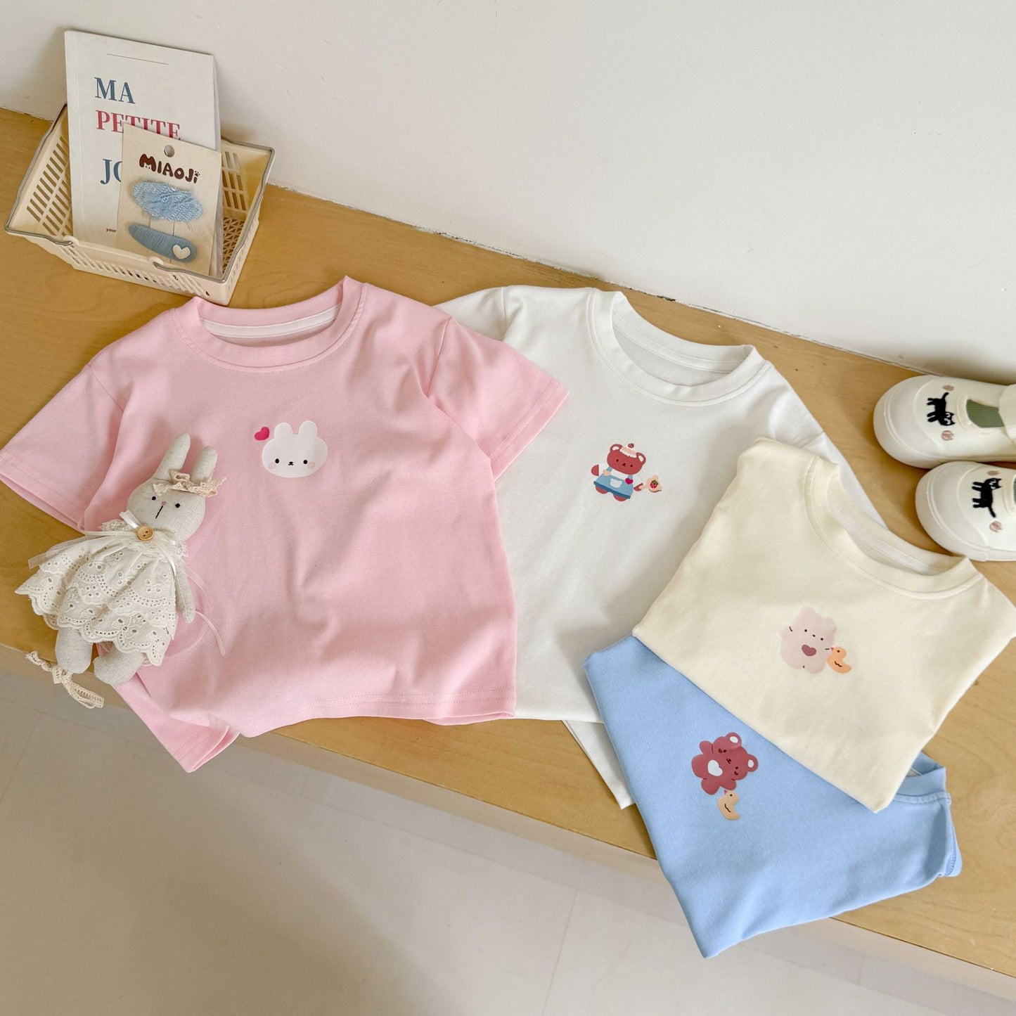 CA25052121童裝 寶寶短袖t恤女卡通寬鬆夏季新款兒童時尚上衣印花純棉潮