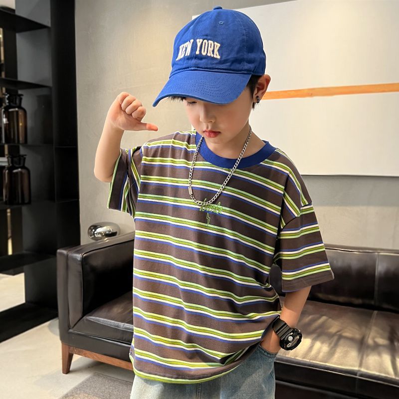 Z25030422男童短袖t恤棉質透氣學生新款兒童夏裝衣服男孩潮範寶寶上衣童裝