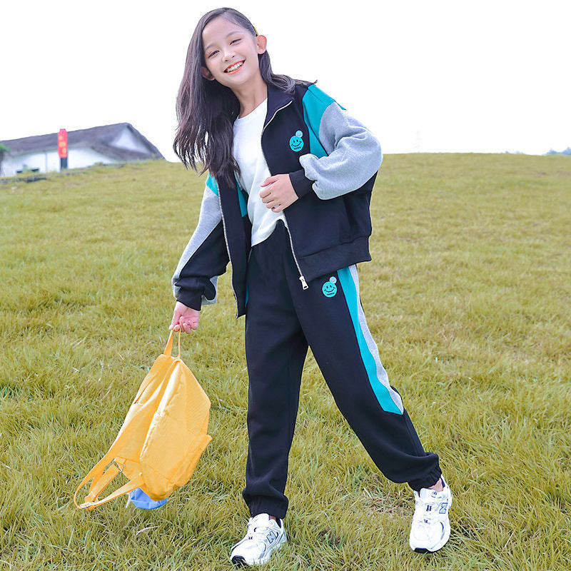 FC23120714女童秋裝套裝2023年新女孩春季和秋季網紅運動時尚兒童兩件式洋氣春款(9-12天到貨)