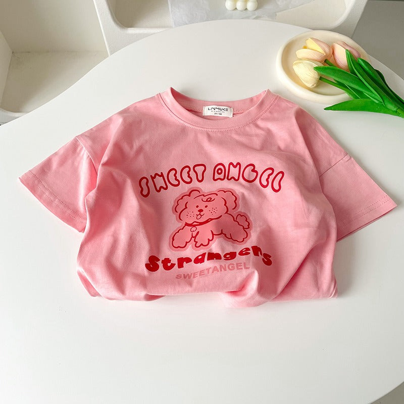 CA23072707兒童爽棉短袖T恤寶寶夏季薄款上衣打底衫男女童卡通印花韓版休閒t