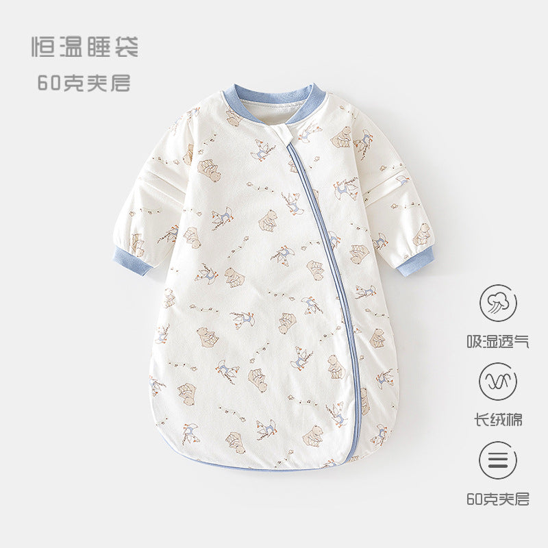 GJ25102120嬰兒恆溫睡袋春秋夾棉寶寶U型60克睡衣新生兒式多功能防踢被